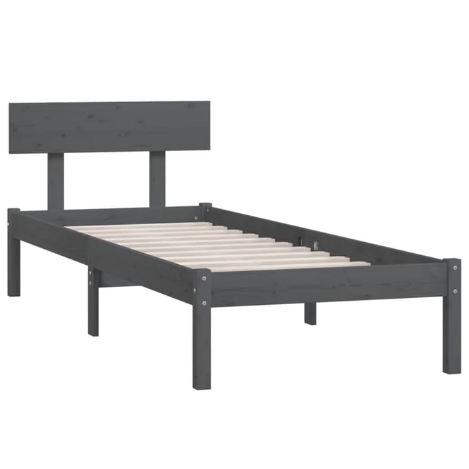 vidaXL - Bedframe - massief - grenenhout - grijs - 90x190 - cm