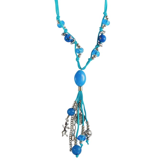 Behave - damesketting suede - boho look - blauw accent - zomerstijl