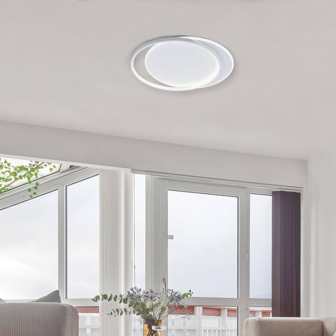 Viokef LED plafondlamp Evelyn, wit, lengte 55 cm, metaal