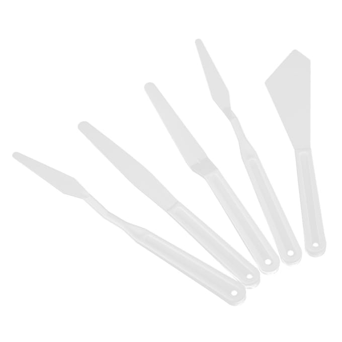 Lot de 6 couteaux à palette en plastique blanc pour peinture et pigments white