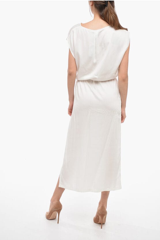 Twill effen maxi-jurk in wit