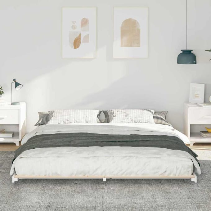 vidaXL - Bedframe - Wit - 180 - x - 210 - cm - Massief - grenenhout