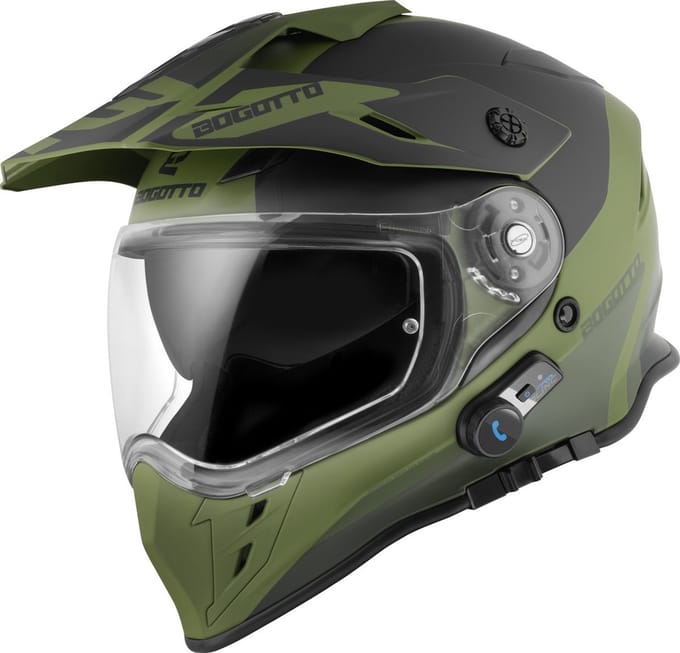 Bogotto H331 BT Tour EVO Zwart Groen Bluetooth Enduro Helm - Helm