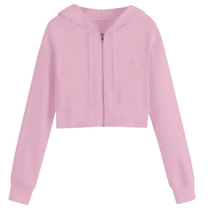Miso Dames/Dames Relaxed Fit Crop Hoodie (Roze)