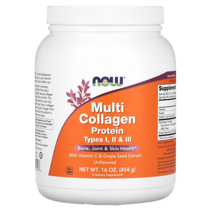 NOW Foods - Multi collageen eiwit type I, II & III poeder (454 gram)