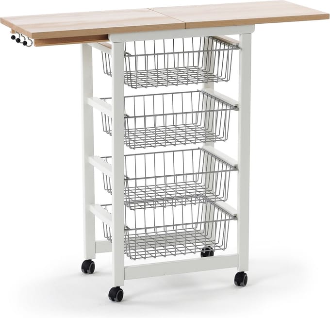 Keukentrolley GASTONCINO 4 uitneembare manden uitklapbaar blad