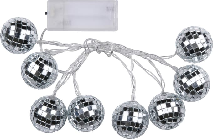 Articasa LED discobollen lichtsnoer - 8 led bolletjes -gekleurd - 150 cm - disco - spiegelbollen - discofeest