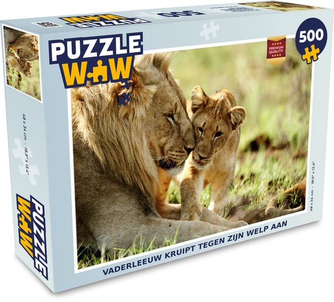 Puzzel Wilde dieren - Leeuwen - Gras - Legpuzzel - Puzzel 500 stukjes