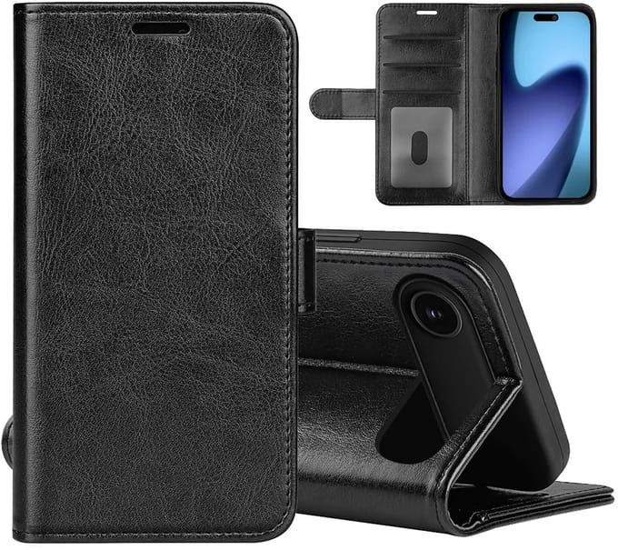 MobyDefend Hoesje - Geschikt voor iPhone Air - Wallet Book Case (Sluiting Achterkant) - Zwart