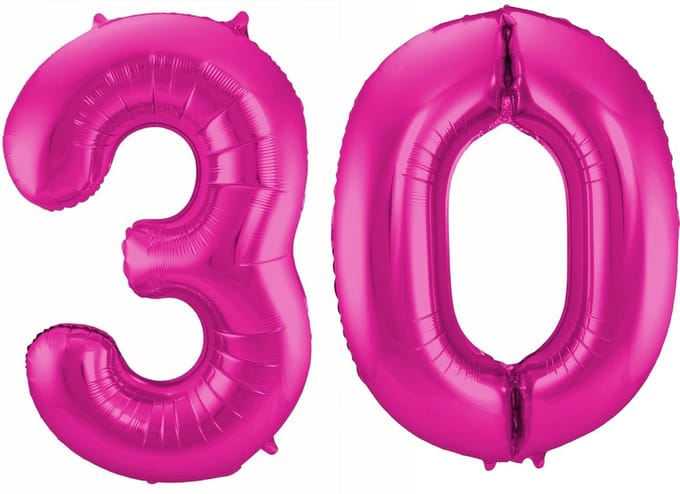 Cijfer ballonnen - Verjaardag versiering 30 jaar - 85 cm - roze