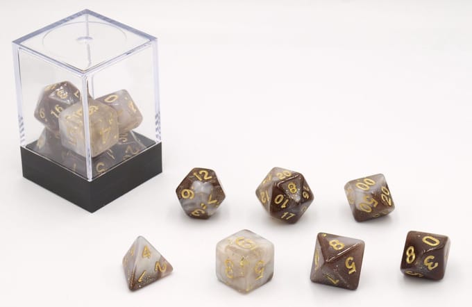 HOT Games dobbelstenen Stardust zwart-wit set van 7 kunststof.
