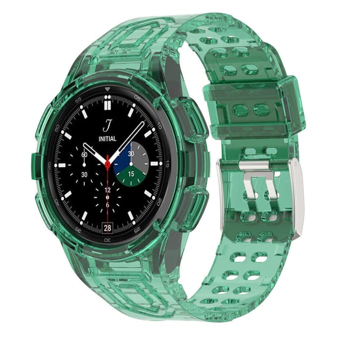 Samsung Galaxy Watch 4 Classic 46mm siliconen bandje met frame (transparant groen)