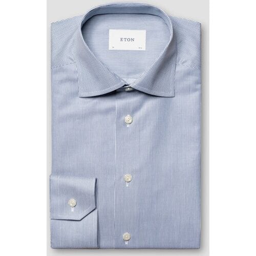 Eton Overhemd Fine Striped Signature Twill Blauw / male
