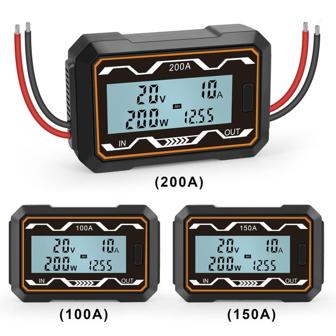 Compteur de puissance cc de haute précision, analyseur de puissance, tension, courant, ampèremètre de tension de batterie 100A