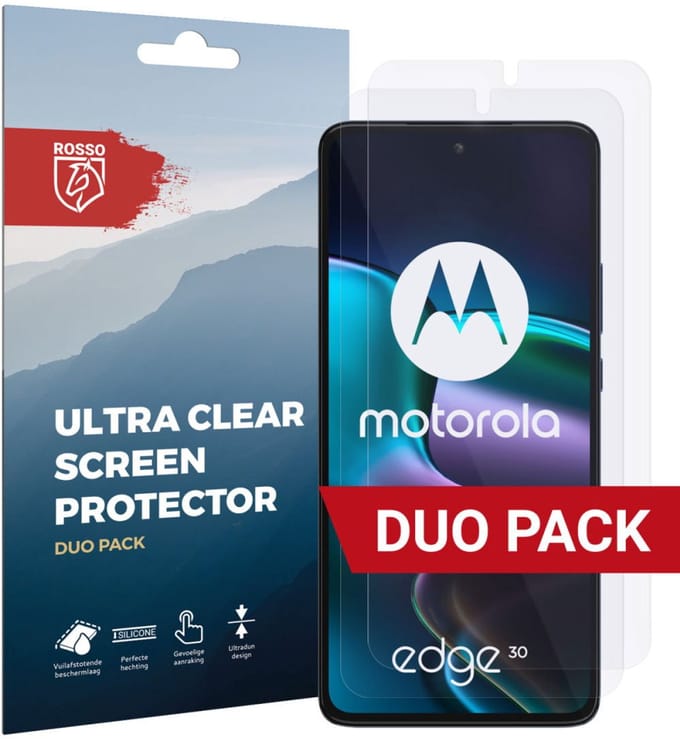 Rosso Screen Protector Ultra Clear Duo Pack Geschikt voor Motorola Edge 30 | TPU Folie | Case Friendly | 2 Stuks