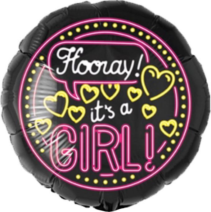 Folieballon - It's a girl - Neon 46cm - Zonder vulling