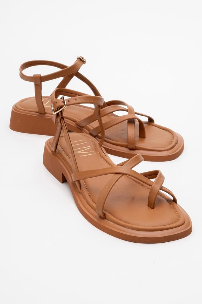 Antas Met bandjes Leer Plat Sandalen (Women)