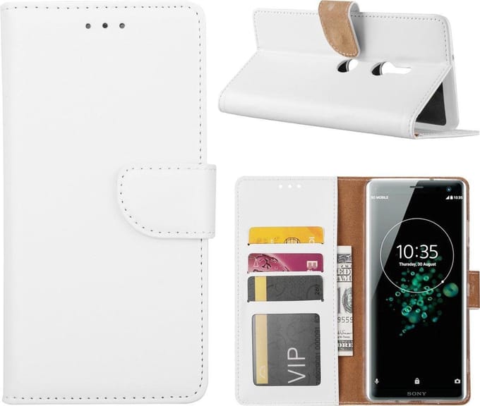 Bookcase Geschikt voor: Sony Xperia XZ3 - Wit - portemonee hoesje