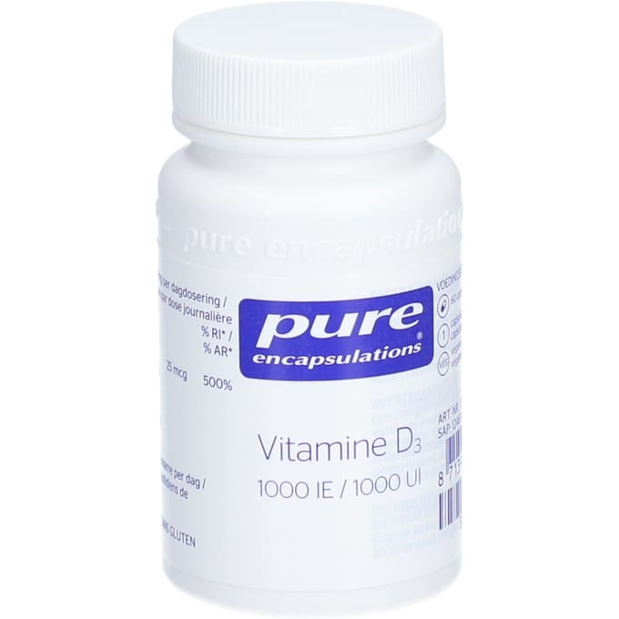 Pure Encapsulations - Vitamine D3 1000 IE - Essentieel voor het Immuunsysteem - 60 Capsules