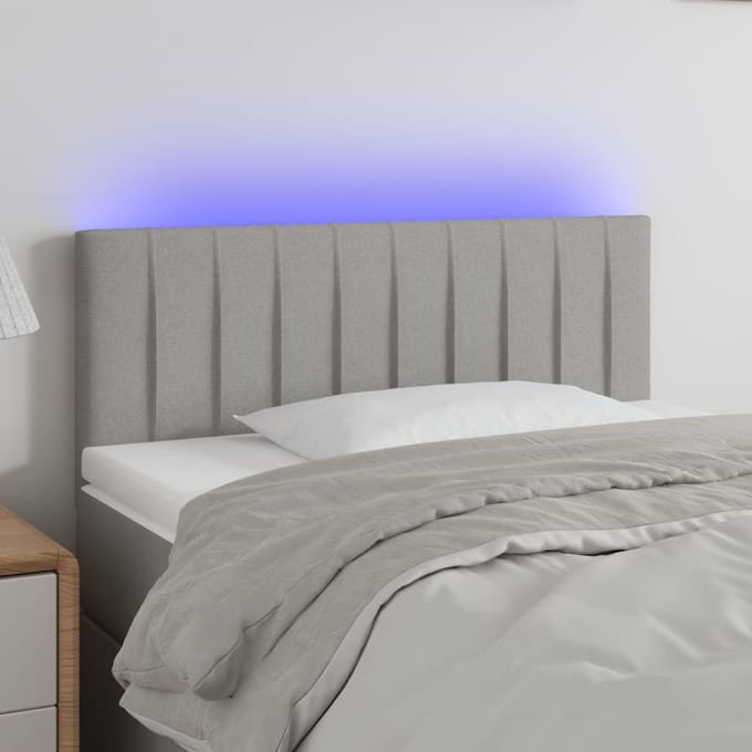 vidaXL - Hoofdbord - LED - 80x5x78/88 - cm - stof - lichtgrijs