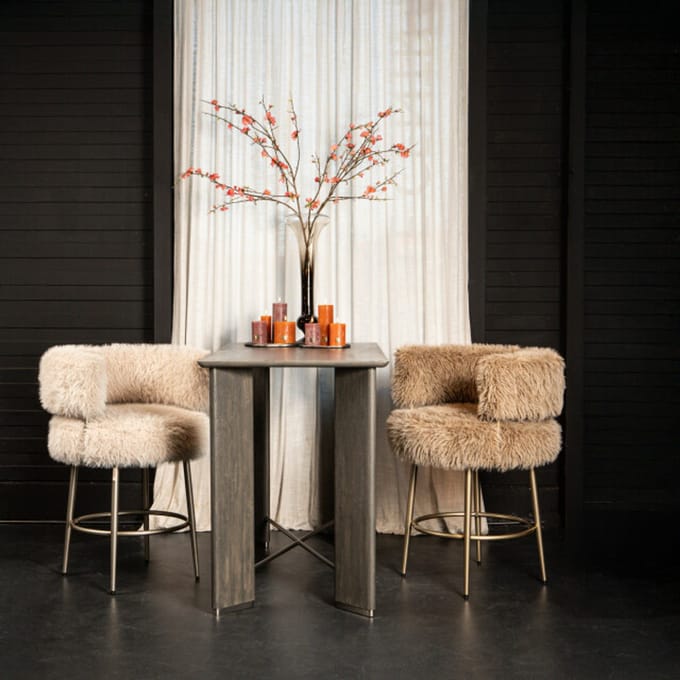 PTMD - Barkruk Hair - Beige - 67x64x94cm