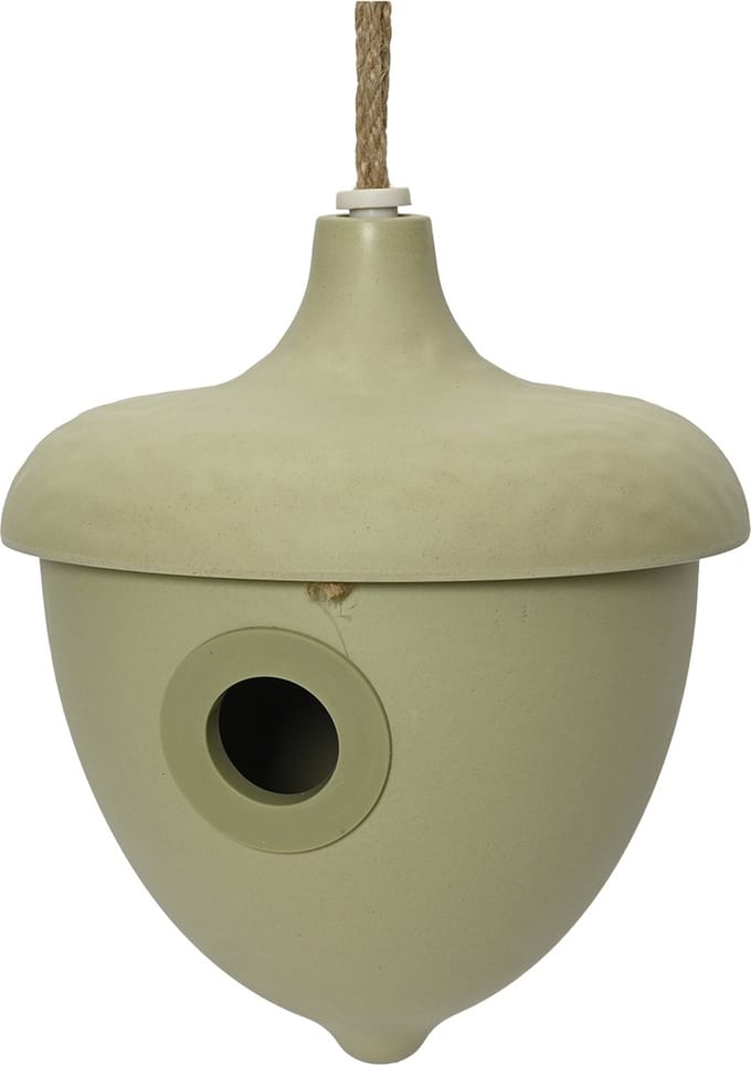Decoris Vogelhuisje - bamboe hout - lichtgroen - D17 x H19 cm - nestkastje