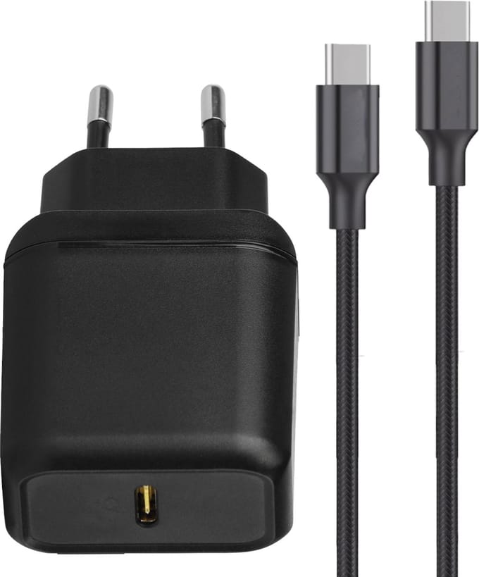 Snellader - Usb-C Oplader - 25w Power Adapter - 1 Meter - Super Fast Charger - Telefoon Oplader - Zwart