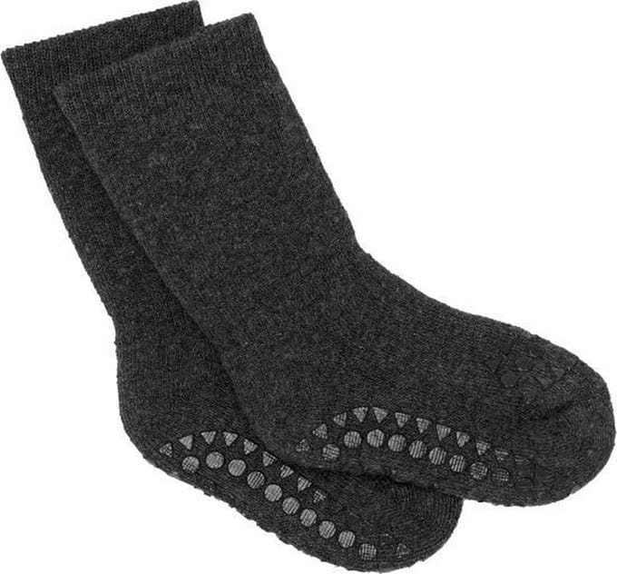 GoBabyGo - ABS Baby Sokken 6-12 Mnd Dark Grey Melange