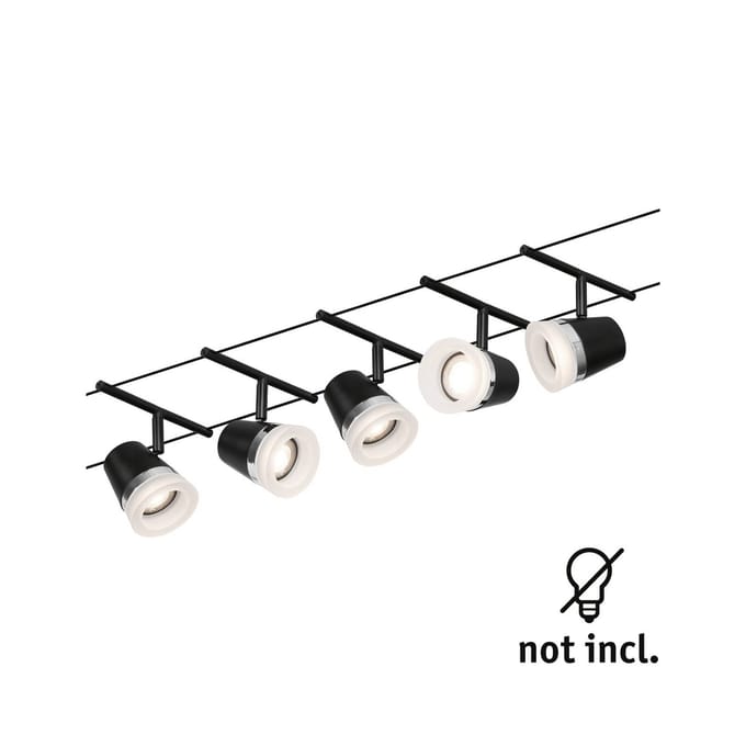 Paulmann Cone kabelsysteem basisset 5-lamps zwart