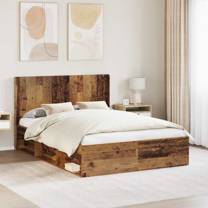 vidaXL - Hoofdbord - Oud - hout - Bewerkt - hout