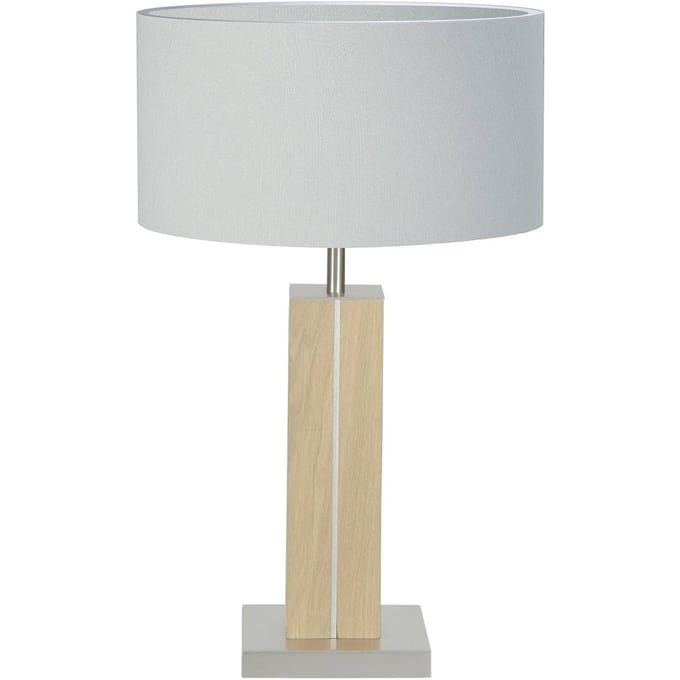 HerzBlut Dana tafellamp, eiken natuur, wit, 56cm