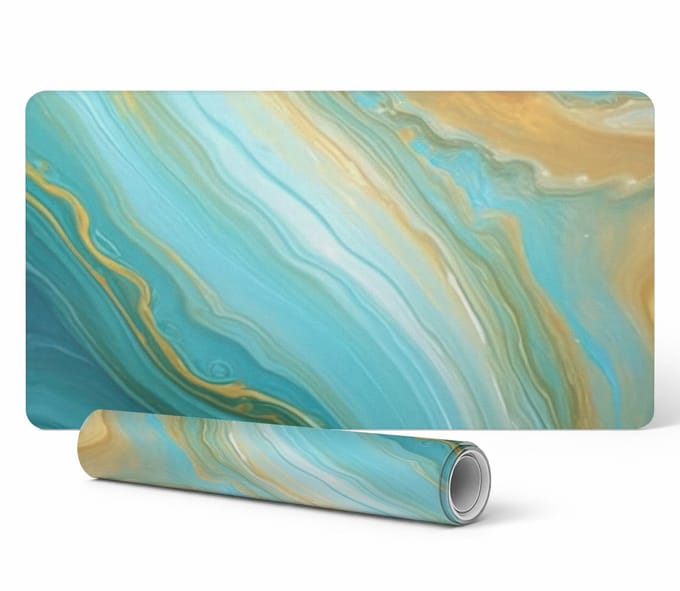 Vinyl bureauonderlegger met stijlvolle abstracte golfprint 90x45 cm