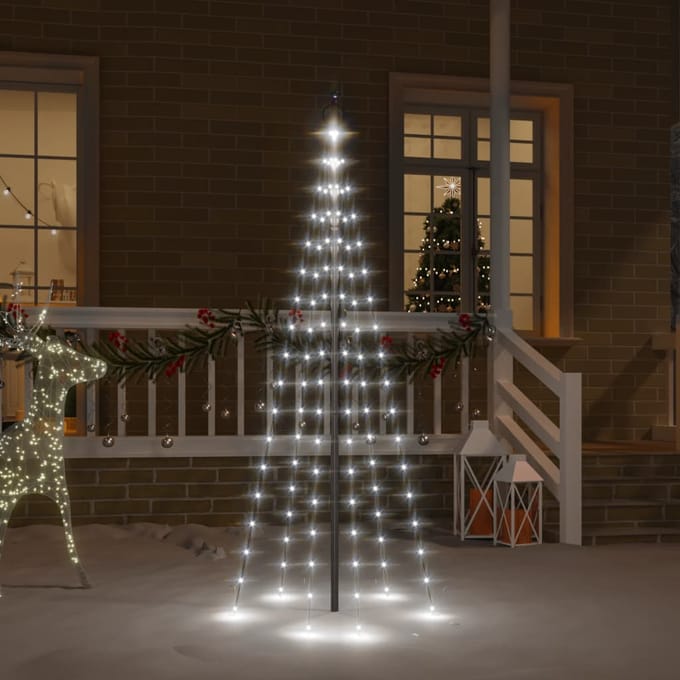 vidaXL - Vlaggenmast - kerstboom - 108 - LED's - koudwit - 180 - cm