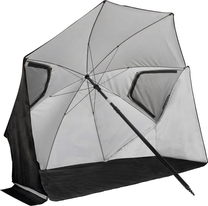 VirtuFit Strandparasol Premium - Zwart - 200 x 212 cm - Windscherm met Afrits Vlakken - Stevige Constructie - Incl. Draagtas