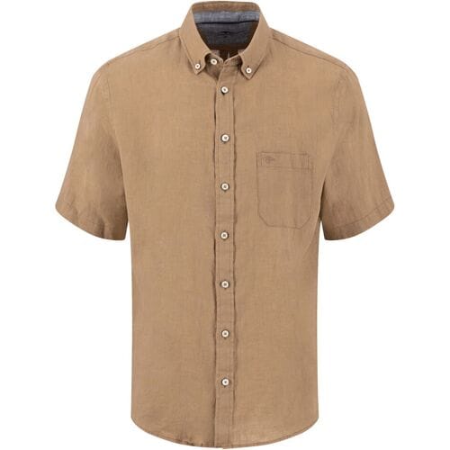 Fynch-Hatton Overhemd Premium Short Sleeve Linnen Button-Down Elephant Grey / male