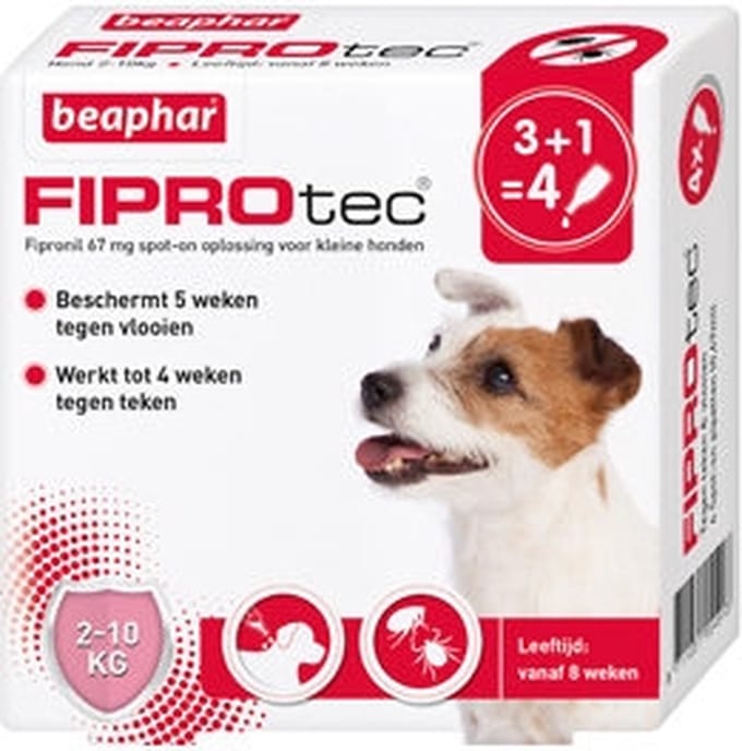 Beaphar FiproTec - tegen teken en vlooien - 2-10 kg - 3 pipetten