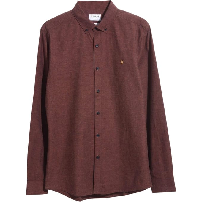 Farah Heren Steen Lange Mouwen Shirt (Bruin)