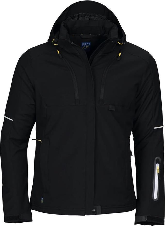 ProJob 3413 DAMES GEVOERDE SOFTSHELL JAS 643413 - Zwart - M