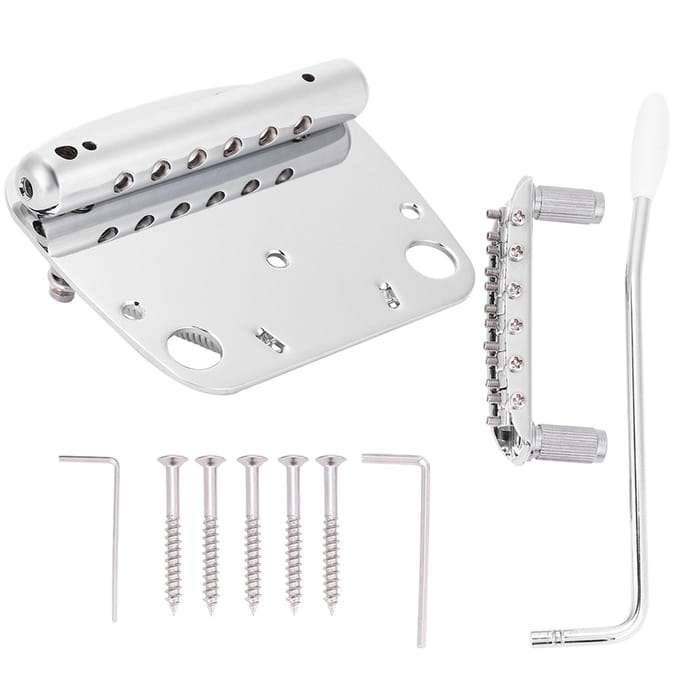 Trémolo Vibrato ?Jeu de chevalets et cordiers pour guitare Mustang white