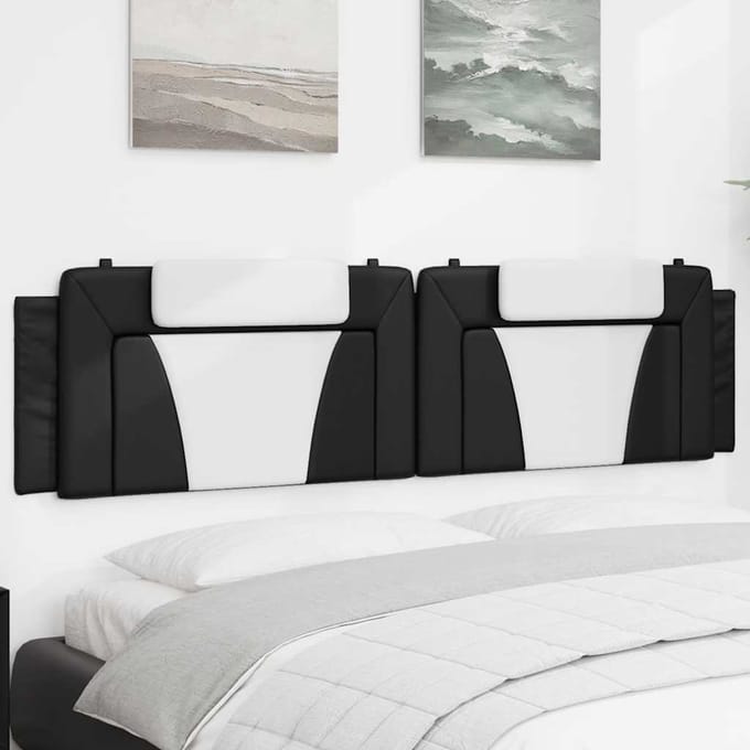 vidaXL - Hoofdbordkussen - "Viana" - 200 - cm - kunstleer - zwart - en - wit