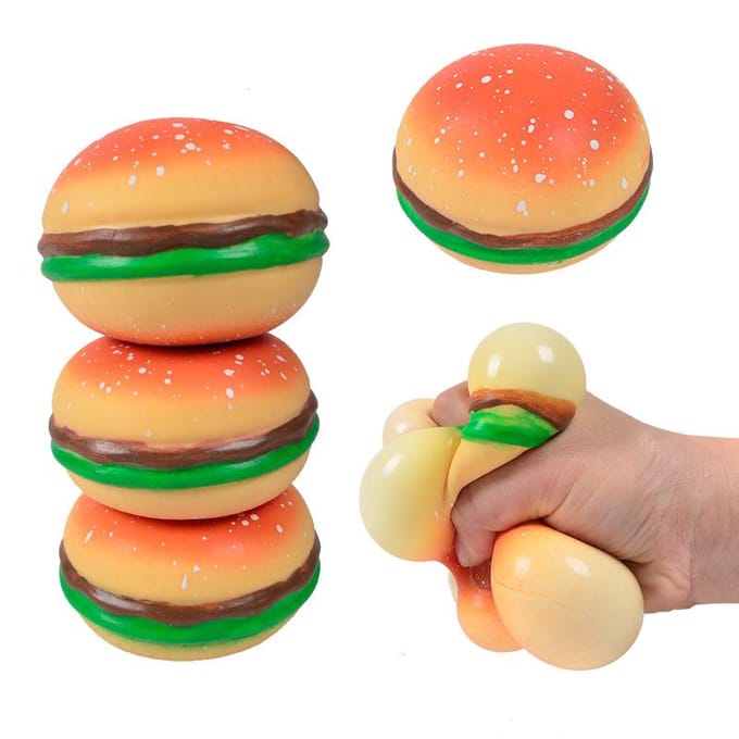 Hamburger Boule Anti-Stress Jouets Squishy Soulagement du Stress et de l'Anxiété Décompression Jouet Sensoriel Hamburger à Pincer Jouet Cookie pour Enfants multi