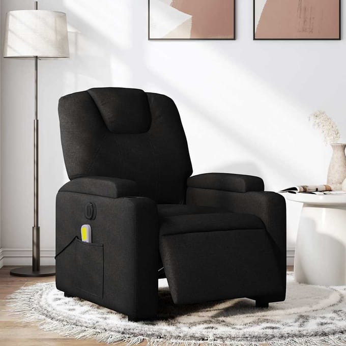 vidaXL - Massagestoel - elektrisch - verstelbaar - stof - zwart