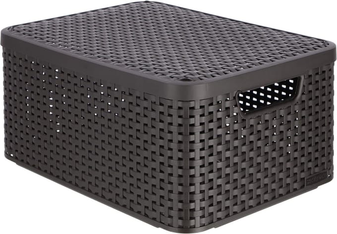 Curver Style Opbergmand M - met Deksel - L 39,3 x B 29,3 x H 18,7 cm - Bruin