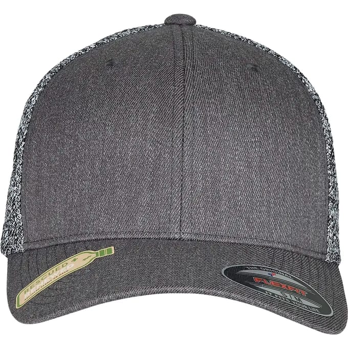 Urban Classics - Trucker Melange Mesh Flexfit pet - S/M - Zwart/Grijs