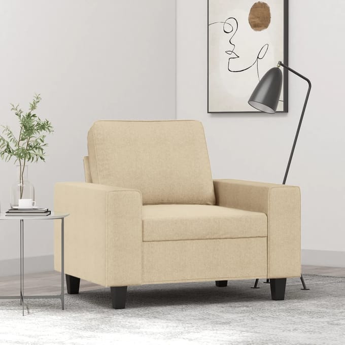 vidaXL Fauteuil 60 cm stof crèmekleurig