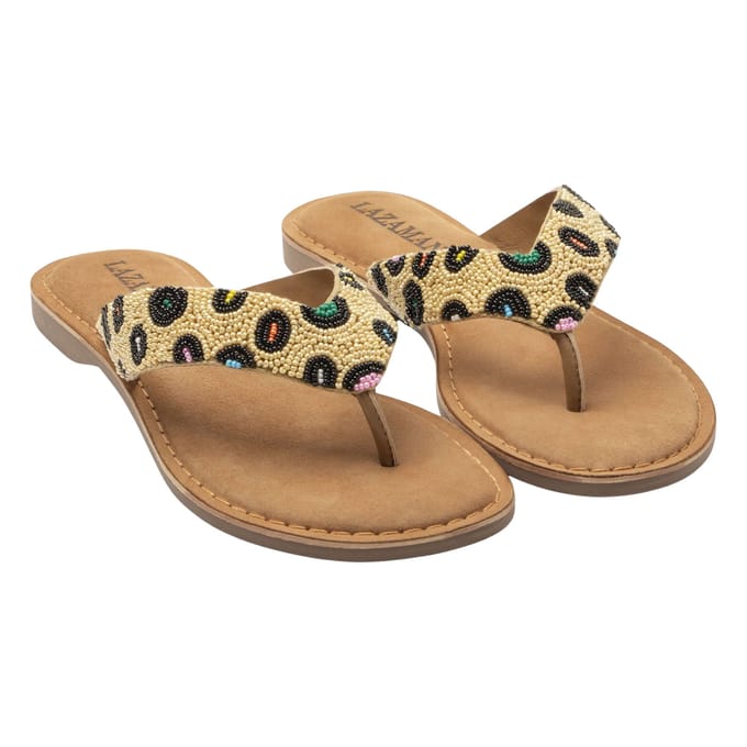 Lazamani - Ebba Dames Slippers Leer Beige - Maat 39