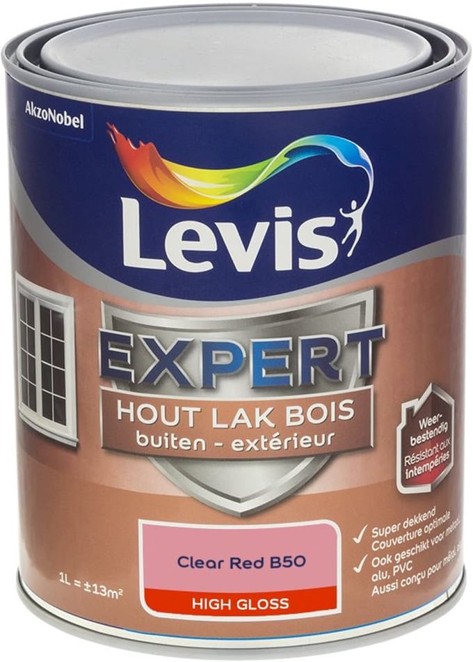 Levis - Expert Hout Lak Buiten High Gloss Mix - Clear Red B50 - Mengverf - 1 L