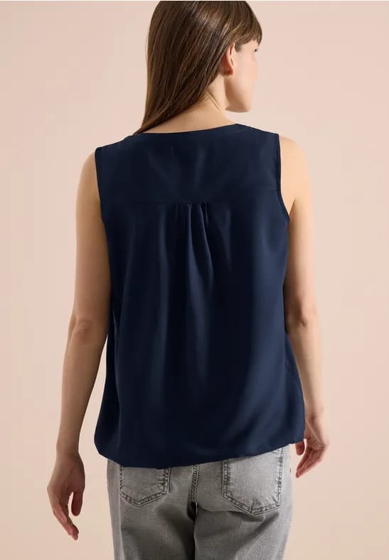 Blousetop met gespleten hals en linten