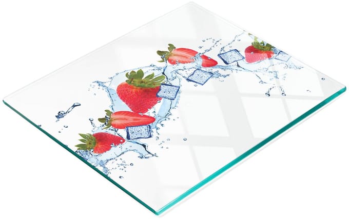 Decoratieve snijplank van gehard glas voor aardbeien, 60x52 cm