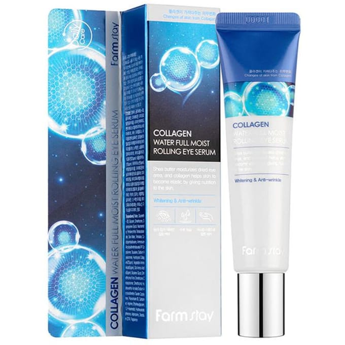 FARM STAY Collagen Water Full Moist Rolling Eye Serum 25ml blue